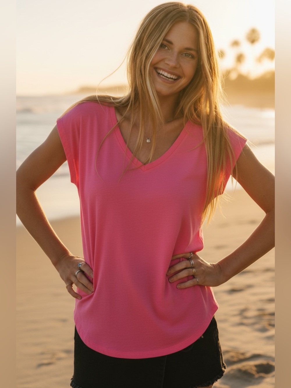 Grace Pink Short Sleeves Blouse Size Small